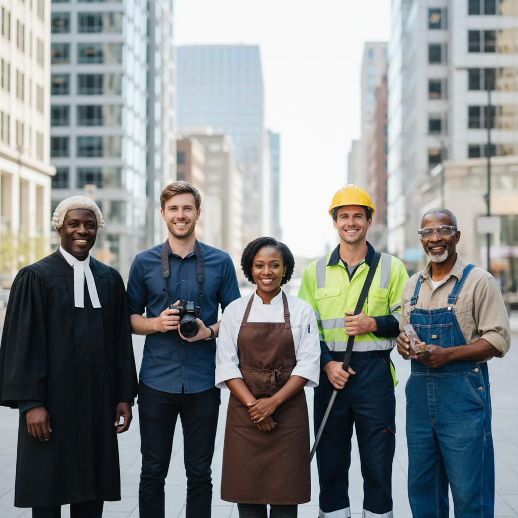 Five Service Professionals Together